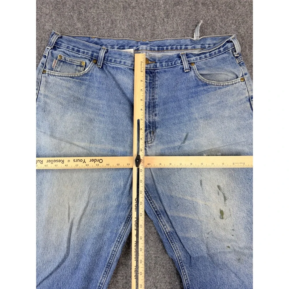 Carhartt Mens Relaxed Fit Denim Jeans Light Wash Blue 42x30 B17 DST Distressed‎